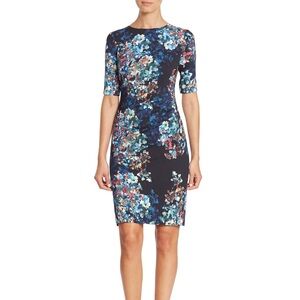 L.K. Bennett Blue Floral Print Knee-Length Marli Dress size 4